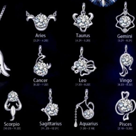 Zodiac Silver CZ  Necklace - Picture 2 of 15